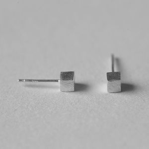Sterling Silver Plated Cube Earrings